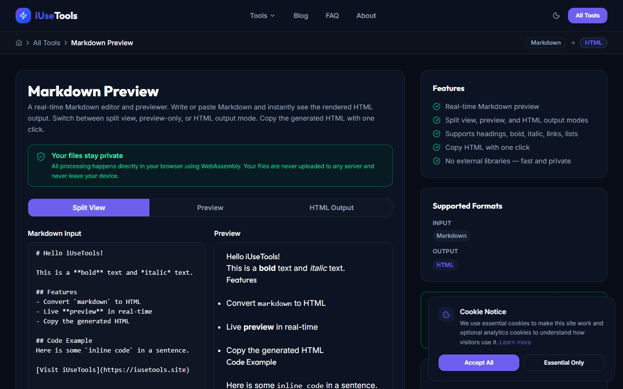 Live Markdown Editor & Preview